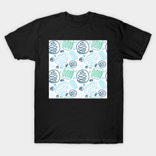 Blue Green One Line Shapes T-Shirt